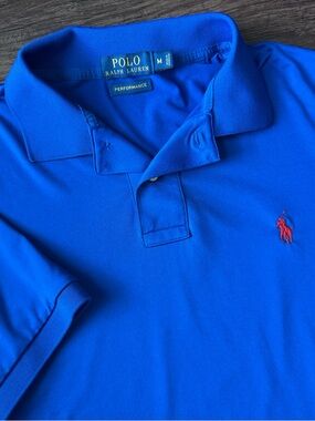 Polo Ralph Lauren Performance Polo Shirt Mens Medium Blue Short Sleeve Golf